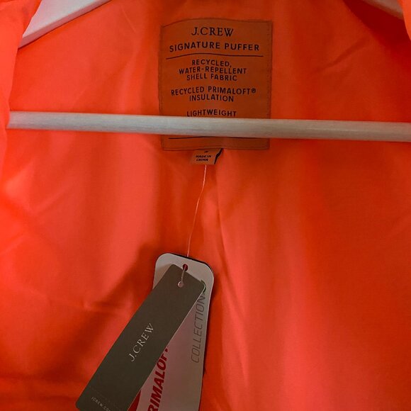 J.Crew Down Vest, Size S, Neon Peach, NWT. - Picture 2 of 3